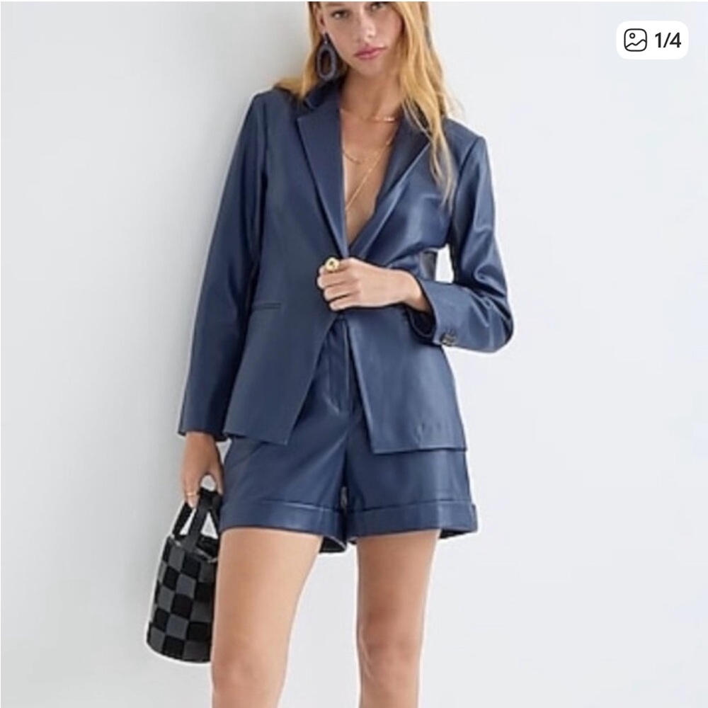 JCrew leather high rise faux short 6